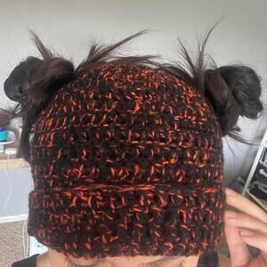 Crochet pigtail beanie